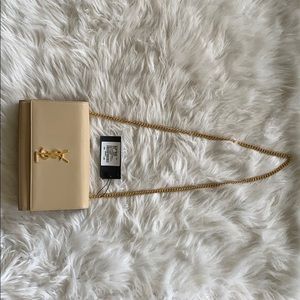 YSL MEDIUM KATE: NUDE WITH GOLD HARDWARE